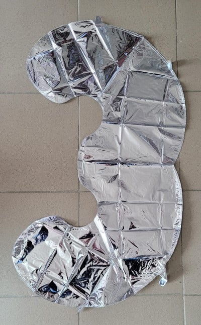 Balon folie cifra 3 argintiu 66cm [2]