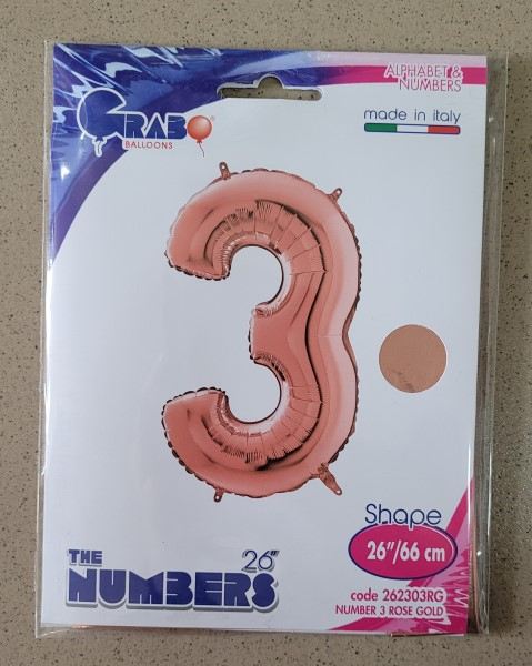 Balon folie cifra 3 rose gold 66 cm [3]