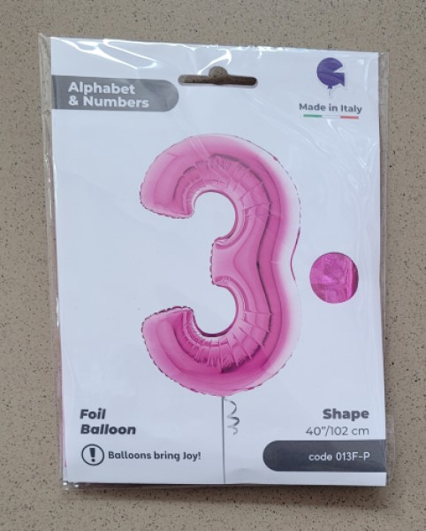 Balon folie cifra 3 roz 100 cm [4]