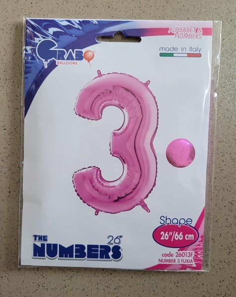 Balon folie cifra 3 roz 66cm [4]