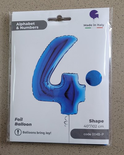 Balon folie cifra 4 albastru 100 cm [4]