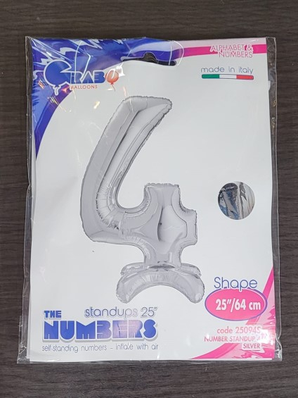 Balon folie cifra 4 argintiu Stand Up 64 cm [3]