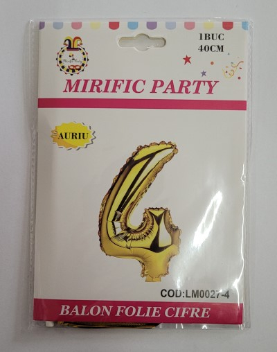 Balon folie cifra 4 auriu 40cm [4]