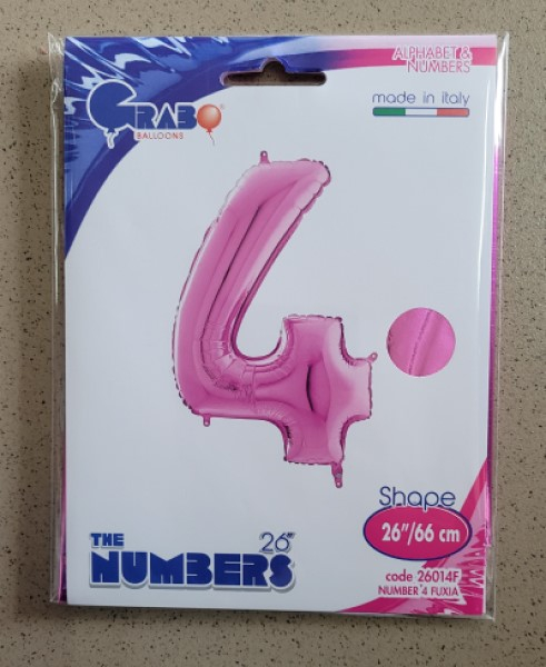 Balon folie cifra 4 roz 66cm [4]