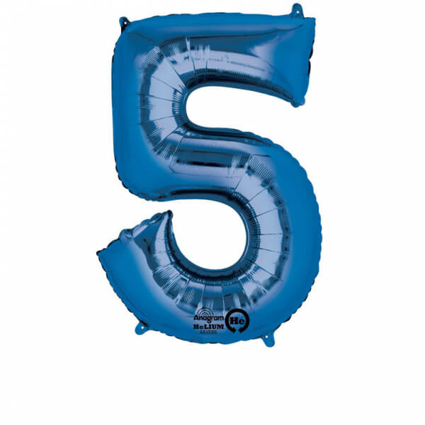 Balon folie cifra 5 albastru 66cm
