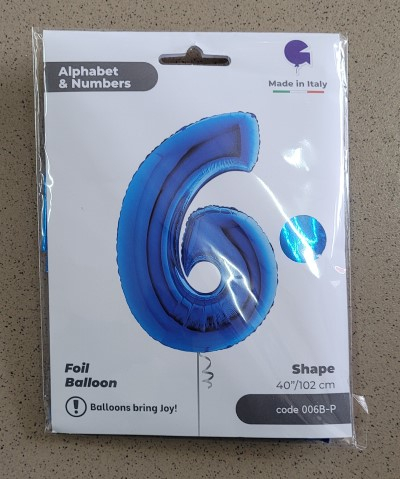 Balon folie cifra 6 albastru 100 cm [4]