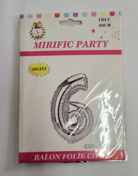 Balon folie cifra 6 argintiu 40cm [4]