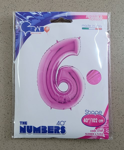 Balon folie cifra 6 roz 100 cm [4]