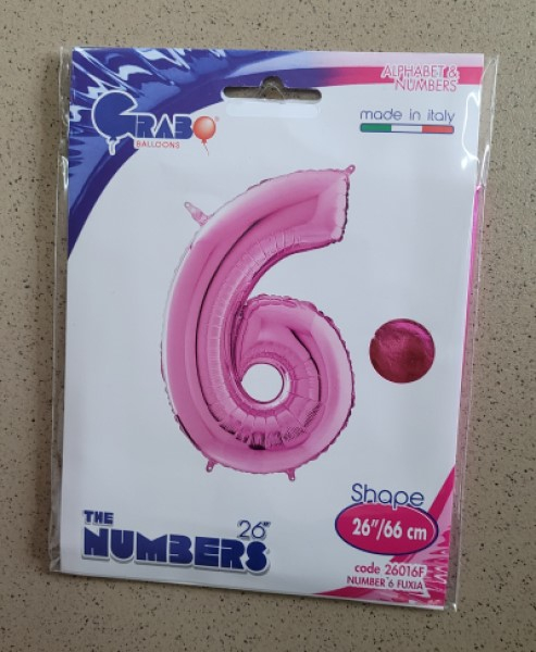 Balon folie cifra 6 roz 66cm [4]