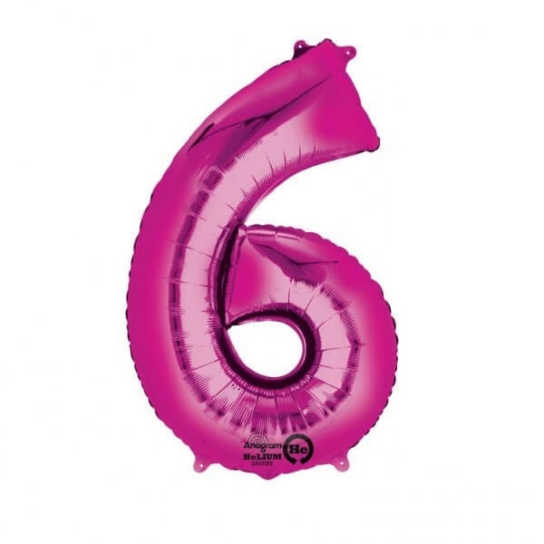 Balon folie cifra 6 roz 87cm