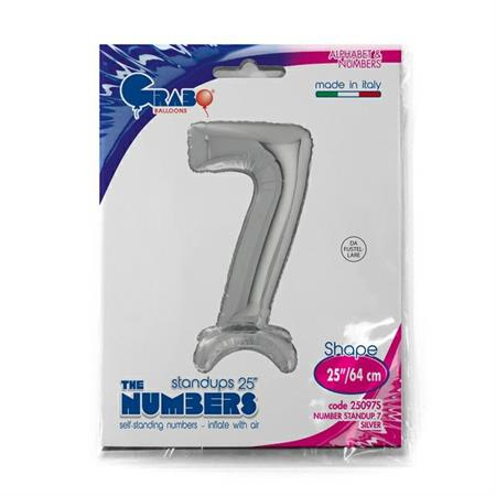 Balon folie cifra 7 argintiu Stand Up 64 cm [4]