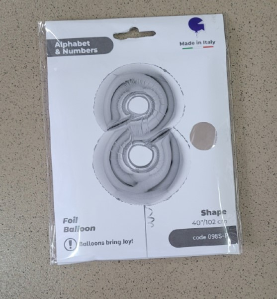 Balon folie cifra 8 argintiu 100 cm [4]