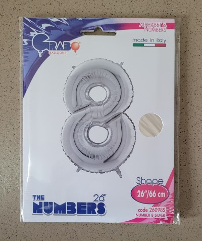Balon folie cifra 8 argintiu 66cm [4]