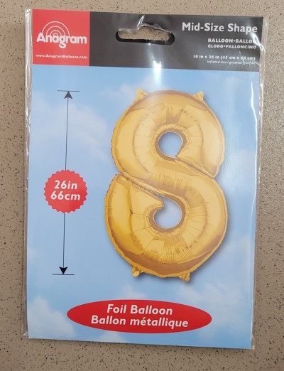 Balon folie cifra 8 auriu 66cm [4]