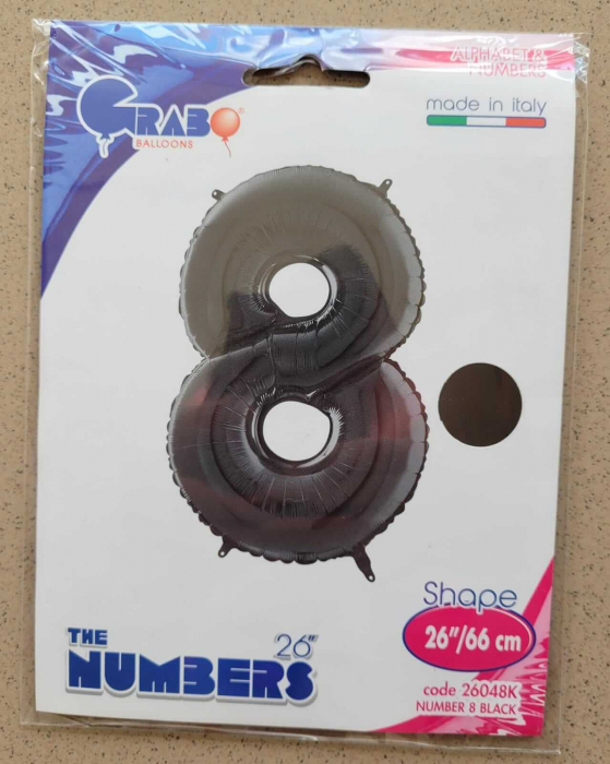 Balon folie cifra 8 negru 66 cm [4]