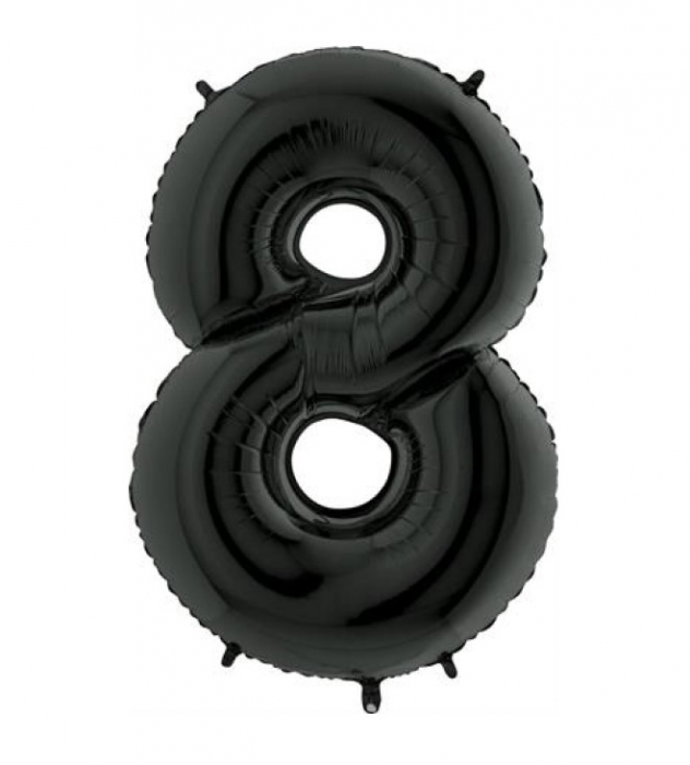 Balon folie cifra 8 negru 66 cm
