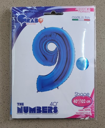 Balon folie cifra 9 albastru 100 cm [2]