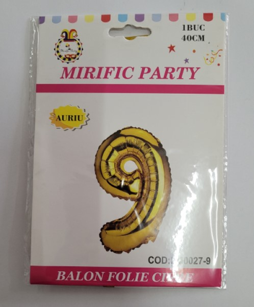 Balon folie cifra 9 auriu 40cm [4]
