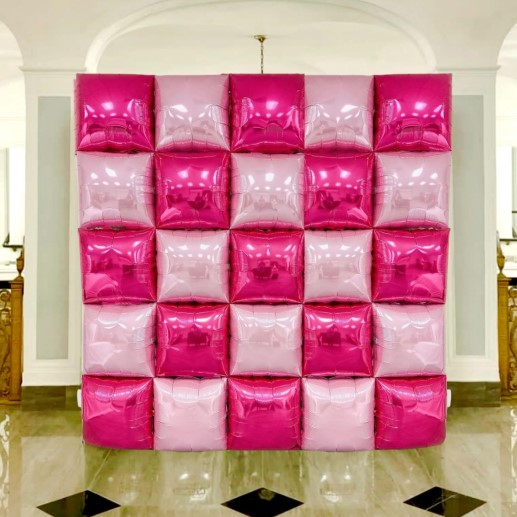 Balon folie decorator patrat doua fete albastru si roz pastel 60 cm [7]