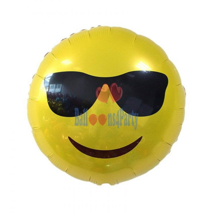 Balon folie Emoji Smile face fata vesela cu ochelari 45cm