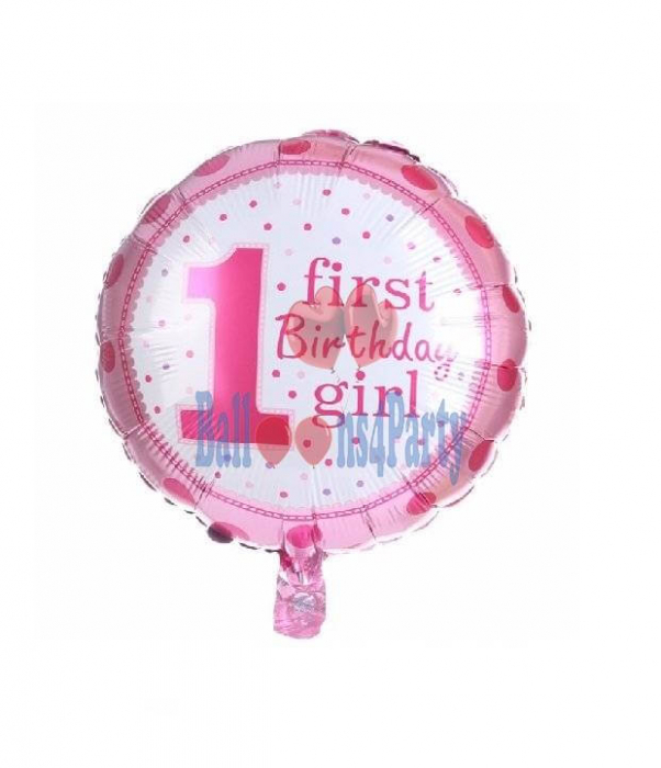 Balon Folie First Birthday Girl Prima aniversare 45cm
