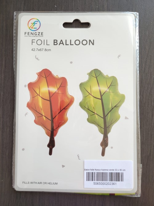 Balon folie frunza toamna verde 53 x 40 cm [4]