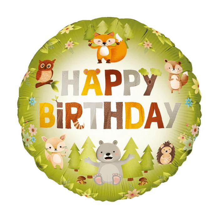 Balon folie Happy Birthday animale padure 45 cm [1]
