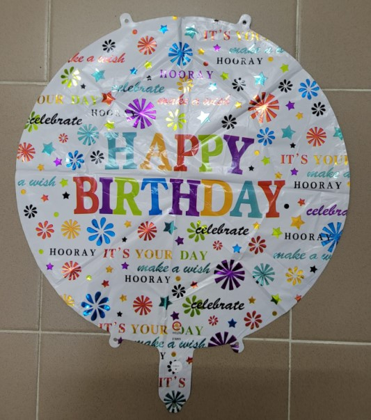 Balon folie Happy Birthday artificii 45cm [2]