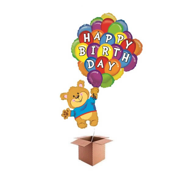 Balon folie Happy Birthday cu ursulet 107 cm