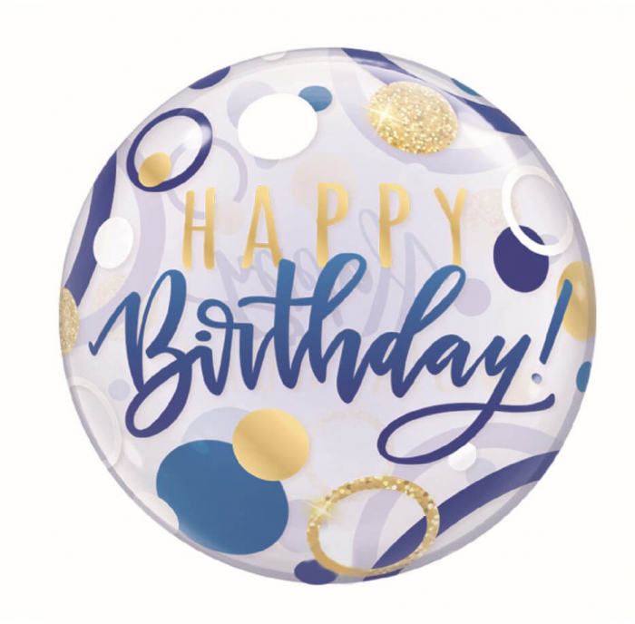 Balon folie Happy Birthday transparent albastru 45 cm [1]