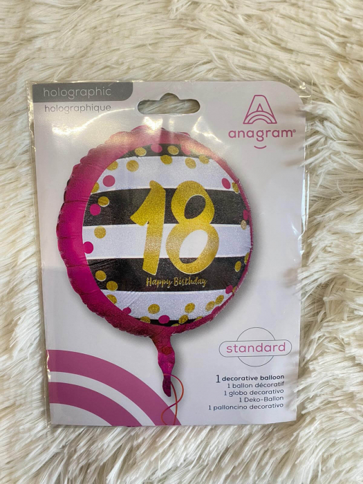 Balon folie imprimat 18 ani roz si auriu 43 cm [3]