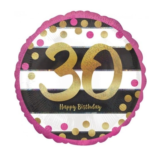 Balon folie imprimat 30 ani roz si auriu 43 cm [1]