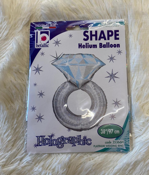 Balon folie inel diamant sclipici platinum nunta 97 cm [4]