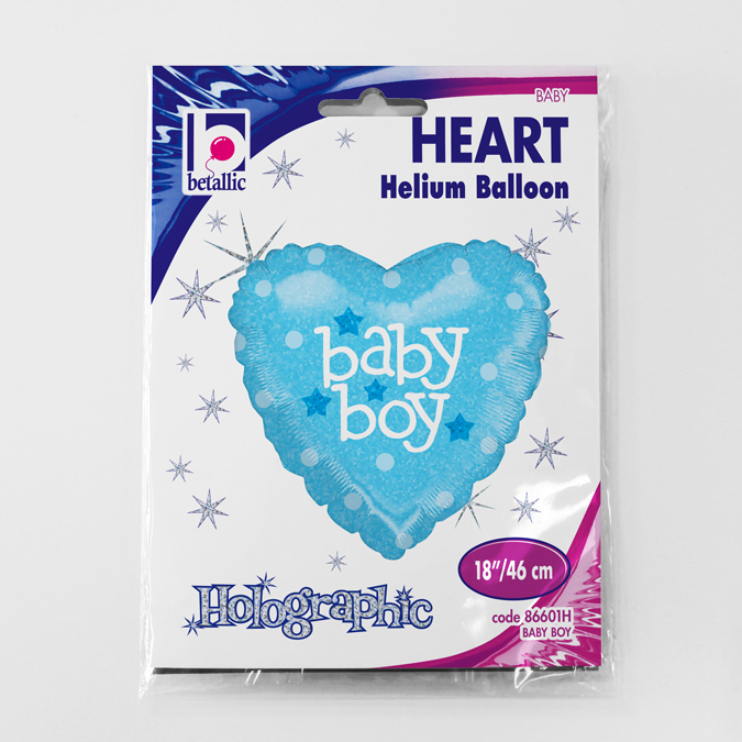 Balon folie inima holografic sclipici Baby Boy 46 cm [3]