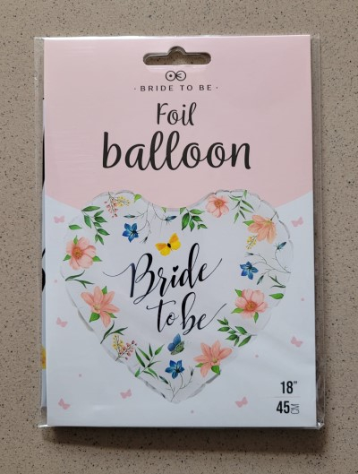 Balon folie inima „Bride to be” petrecerea burlacitelor cu flori si fluturasi, 45 cm [3]