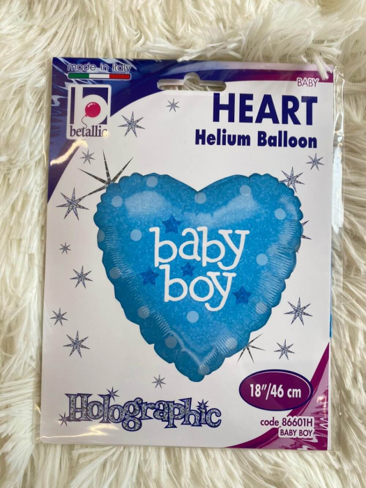 Balon folie inima holografic sclipici Baby Boy 46 cm [4]