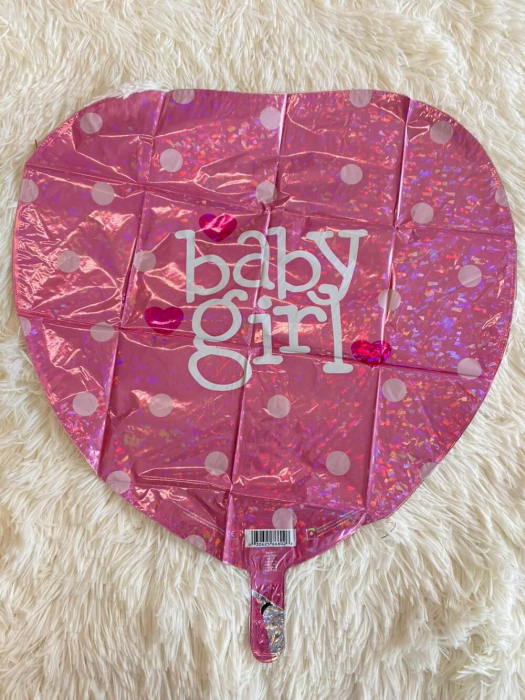 Balon folie inima holografic sclipici Baby Girl 46 cm [2]