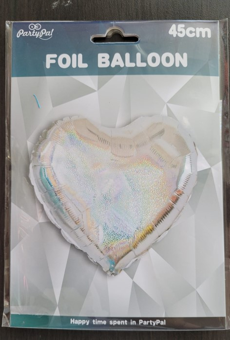 Balon folie inima holograma argintiu 45 cm [5]
