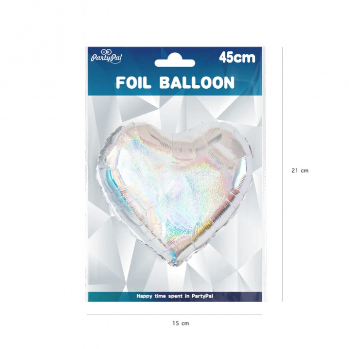 Balon folie inima holograma argintiu 45 cm [4]