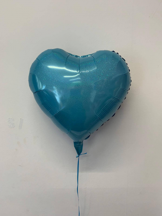 Balon folie inima holograma bleu 45 cm