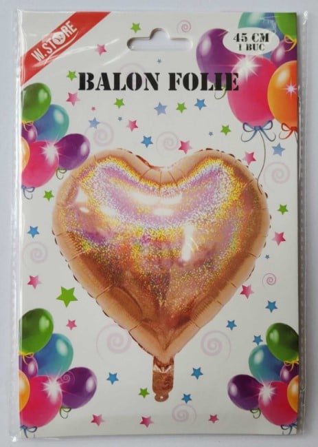 Balon folie inima holograma rose gold 45 cm [3]