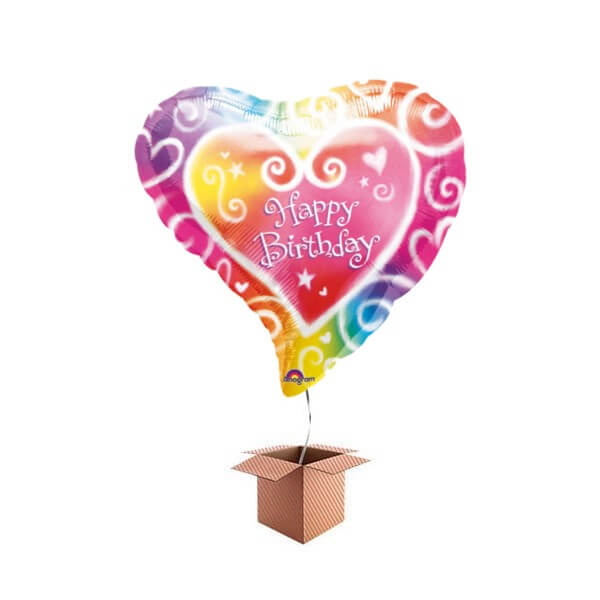 Balon folie Inima Multicolor Happy Birthday 38 cm 0026635076357