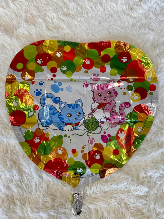 Balon folie inima pisici roz si albastre 46 cm [2]