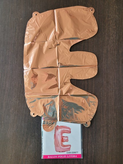 Balon party, folie metalizata roz, 40 cm, litera E [2]