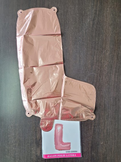 Balon party, folie metalizata roz, 40 cm, litera L [2]