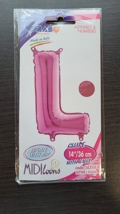 Balon folie litera L roz 36 cm [2]