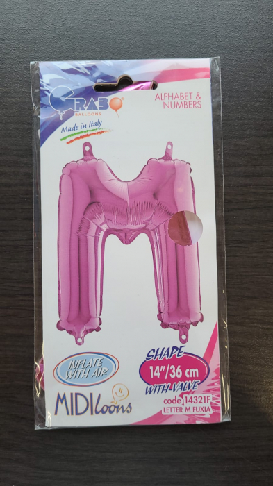 Balon folie litera M roz 36 cm [2]