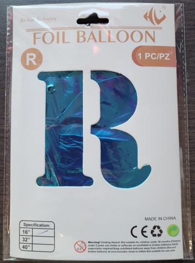 Balon folie litera R albastru 40cm [2]