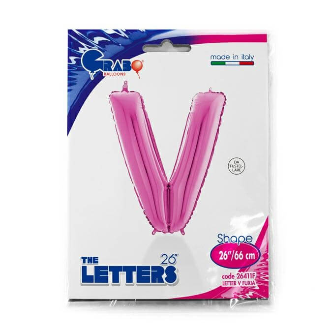 Balon folie litera V Roz 66 cm [2]