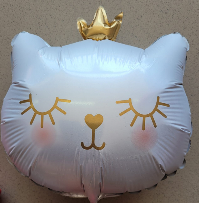 Balon folie mini figurina cap pisica alb 30 cm [2]